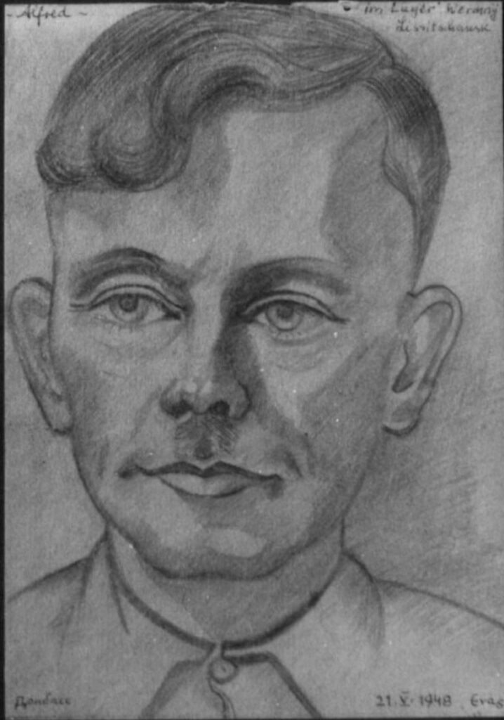 Portrait-Zeichenbild von Alfred Jundt 1948