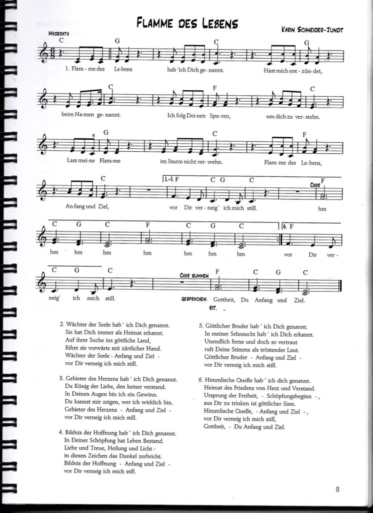 Liedtext 'Flamme des Lebens'