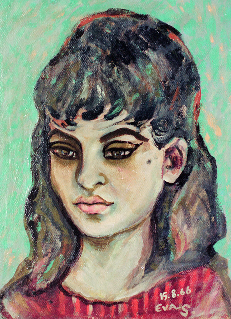 Portrait-Zeichenbild von Karin Schneider-Jundt 1966